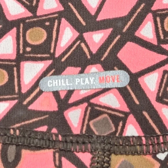 Aerie Women's Leggings with Pink and Brown Geometric Pattern Size L EUC - Picture 5 of 16